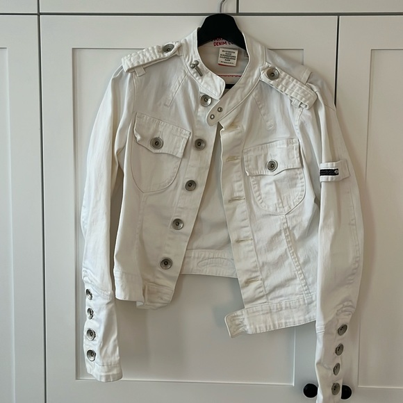 SOLD Vintage 2000s Parasuco white denim jacket size S - Picture 1 of 16